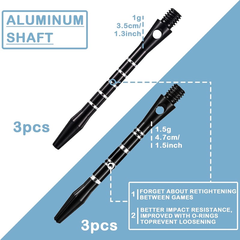 Leitee 30 Pcs Aluminum Dart Shafts for Steel Tip 50 mm 53 mm Dart Stems Accessories with 30 Rubber Rings 120 Replacement Flights and 1 Wrench for Outdoor Indoor Sports - Image 5